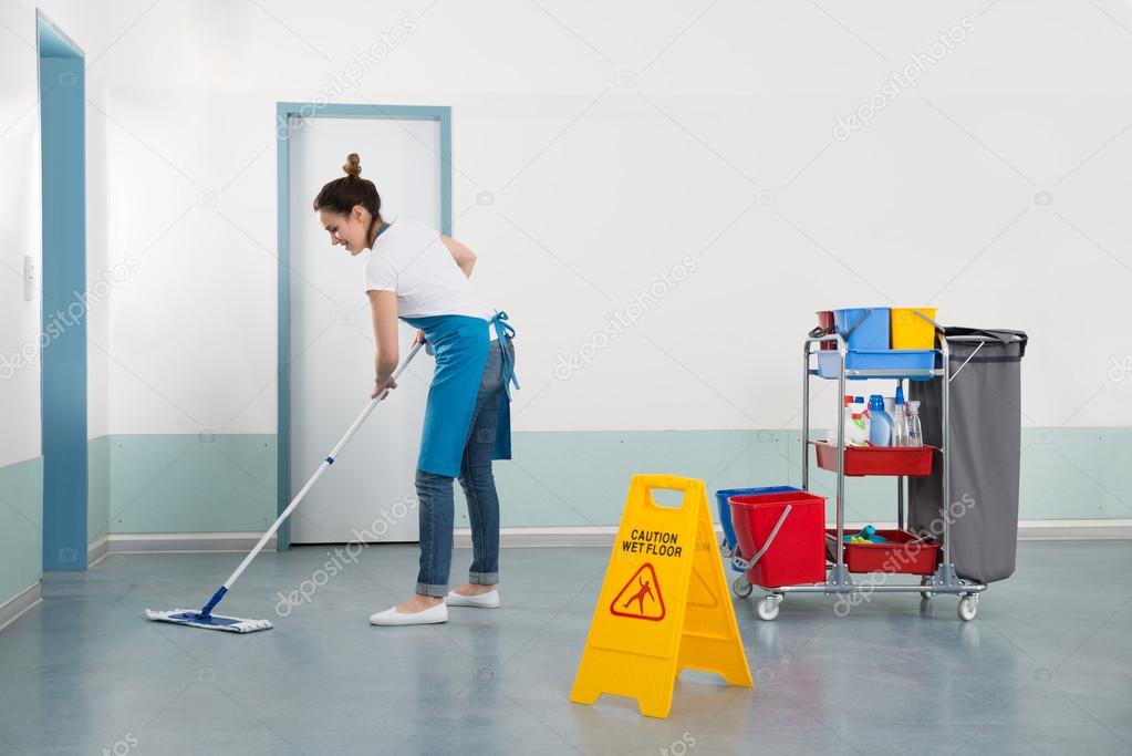 Janitor Mopping Corridor