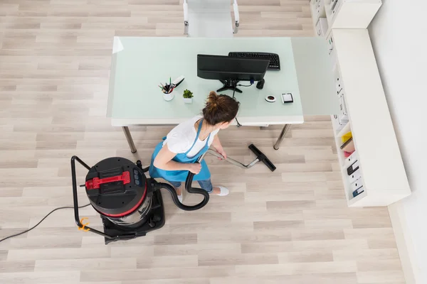 Janitor Cleaning With Vacuum Cleaner — Stock Photo, Image