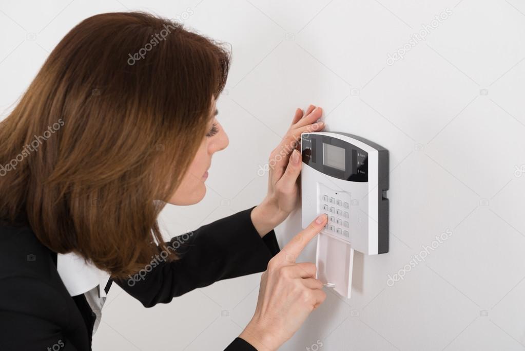 Woman with Security System