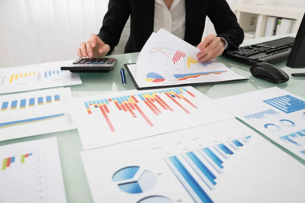 Businesswoman Analyzing Report — Stock Photo, Image
