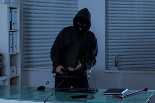 Thief Stealing Computer — Stock Photo, Image