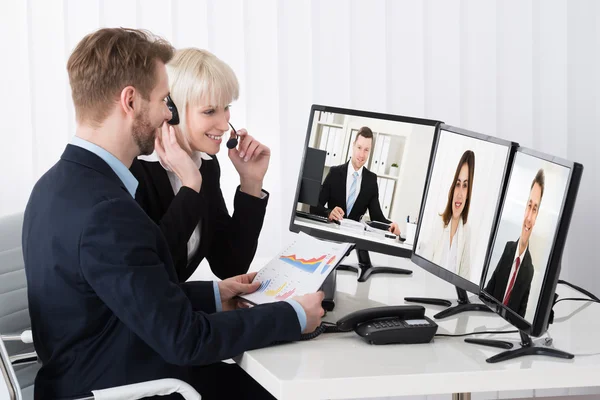 Businesspeople Video Conferencing — Stock Photo, Image