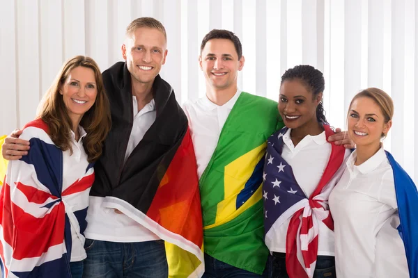 Happy People With Flags — Stock Photo, Image
