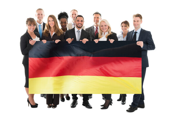 Businesspeople Holding German Flag