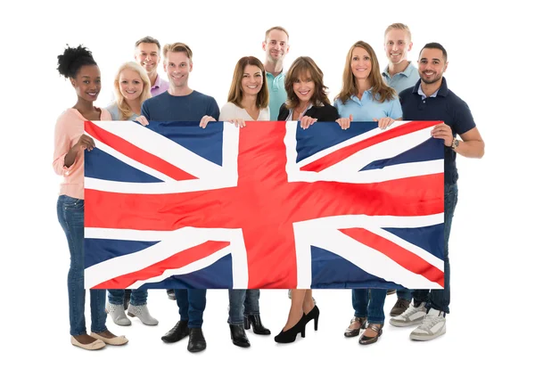 Multiethnic People Holding Union Jack — Stock Photo, Image