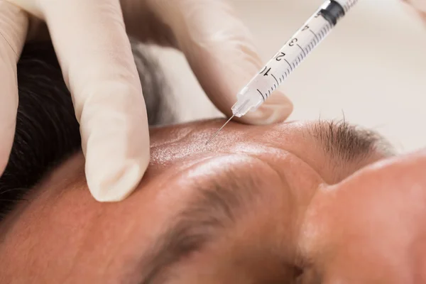 Man Receiving Cosmetic Injection With Syringe — Stock Photo, Image