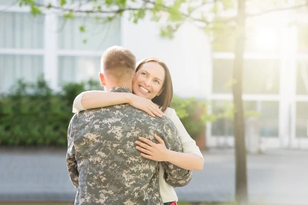 Happy Wife Hugging Her Husband — Stock Photo, Image