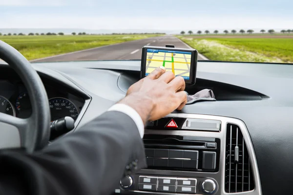Person Hand Using GPS Service — Stock Photo, Image