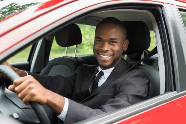 Happy Businessman Driving Car — Stock Photo, Image