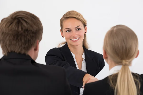 Manager Shaking Hands With Applicant During Interview — Stock Photo, Image