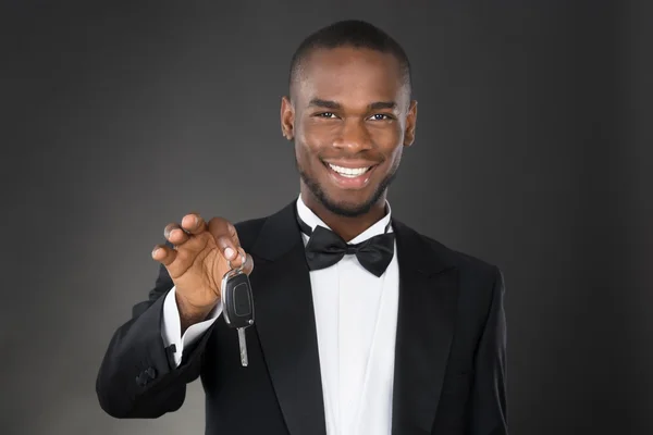 Portrait Of Waiter Holding Car Key — Stock Photo, Image