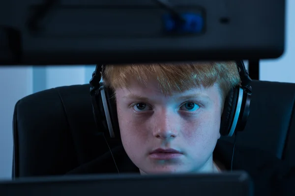 Boy Working On Computer — Stock Photo, Image