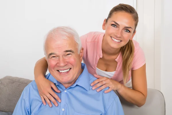 Portrait Of A Young Woman With Her Father — Stock Photo, Image