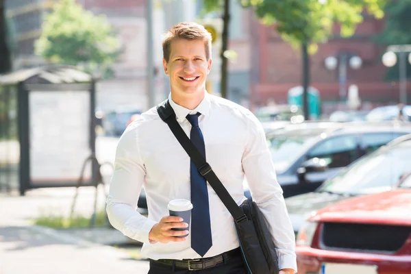 Young Businessman With Disposal Cup — Stock Photo, Image