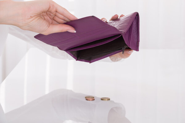 Woman Holding Empty Purse