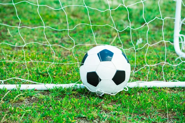 Soccer Ball In Goal — Stock Photo, Image