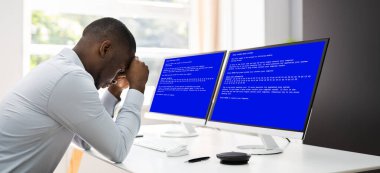 BSOD Error Blue Death Screen. Malware And Privacy Attack clipart