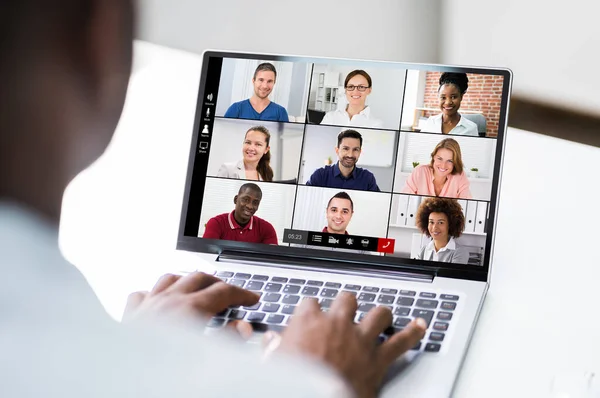 Online Video Conference Work Webinar Home — Stock Photo, Image