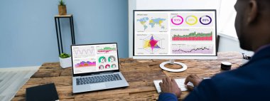 Bilgisayarda Finansal İş Verilerini Kullanan Afrikalı Amerikalı Analist