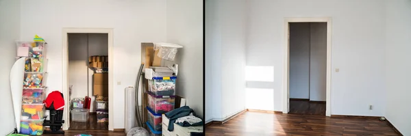 Casa Lío Basura Declutter Antes Después — Foto de Stock