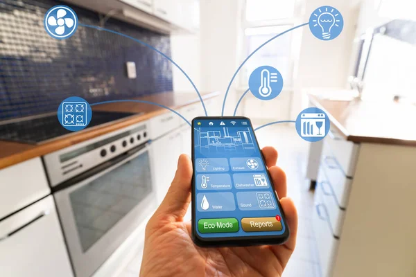 Smart Kitchen Home Automation Control Tech Features — Stock Photo, Image