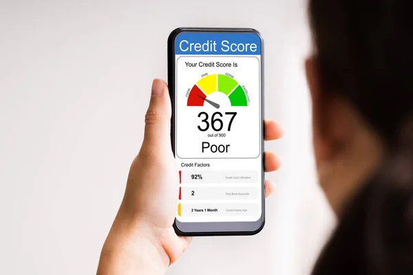 Poor Online Credit Score Rating Smartphone — Stock Photo, Image
