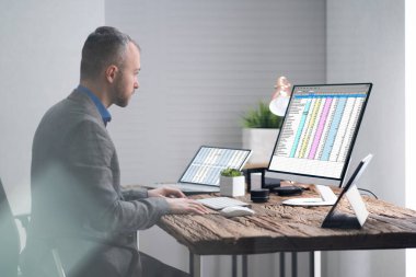 Bilgisayarda Hesap Tablosu ile çalışan Analist Çalışanları