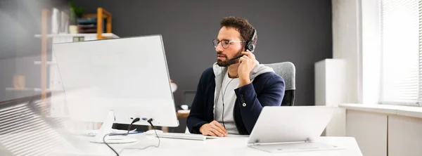 Video Conference Online Intervju Företag Ring Eller Chatta — Stockfoto