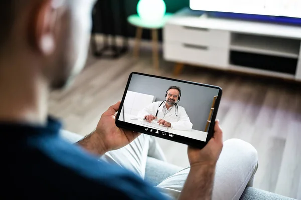 Βίντεο Συνέδριο Doctor Telemedicine Συμβουλευτείτε Την Κλήση Webinar — Φωτογραφία Αρχείου