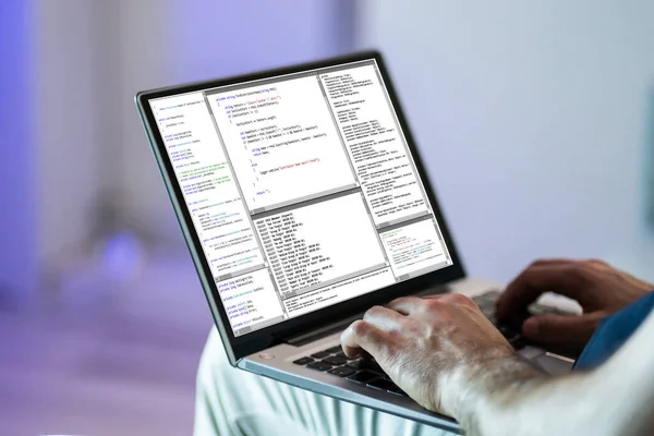 Software Developer Programmer Working Laptop Computer — Stock Photo, Image