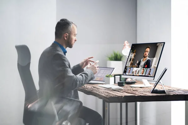 Videoconferenza Riunione Virtuale Remota Online — Foto Stock