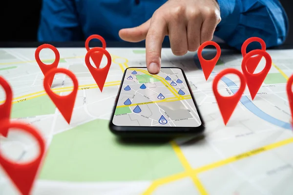 Místní Mapa Pin Marker Hledat Městě — Stock fotografie
