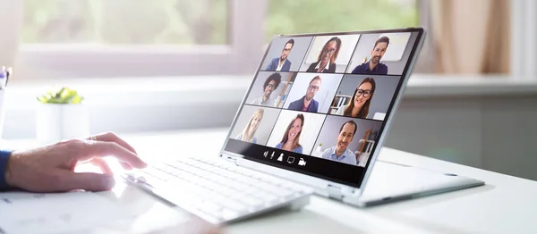 Video Conferencing Webinar Training Business Call Screen — Stock Photo, Image