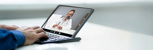 Videokonferencia Orvossal Online Orvosi Hívás — Stock Fotó