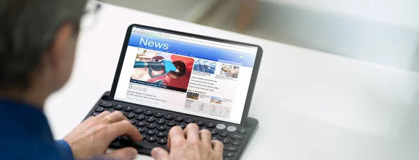 Online Zeitung Auf Tablet Computer News Webseite — Stockfoto