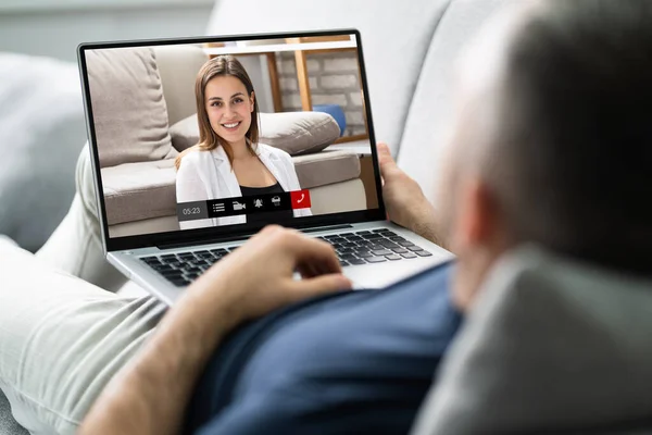Online Video Conference Webcam Live Chat Laptop — Stock Photo, Image