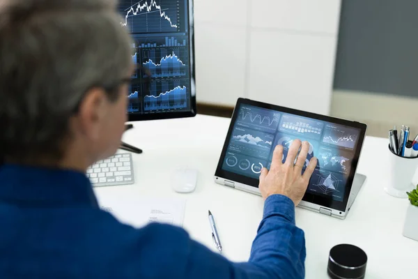 Kpi Analytics Business Data Dashboard Technologie Auf Dem Bildschirm — Stockfoto