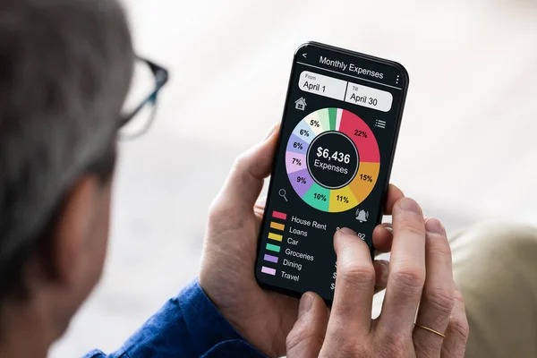 Online Buget Tracking App Telefon Mobil Sau Smartphone — Fotografie, imagine de stoc