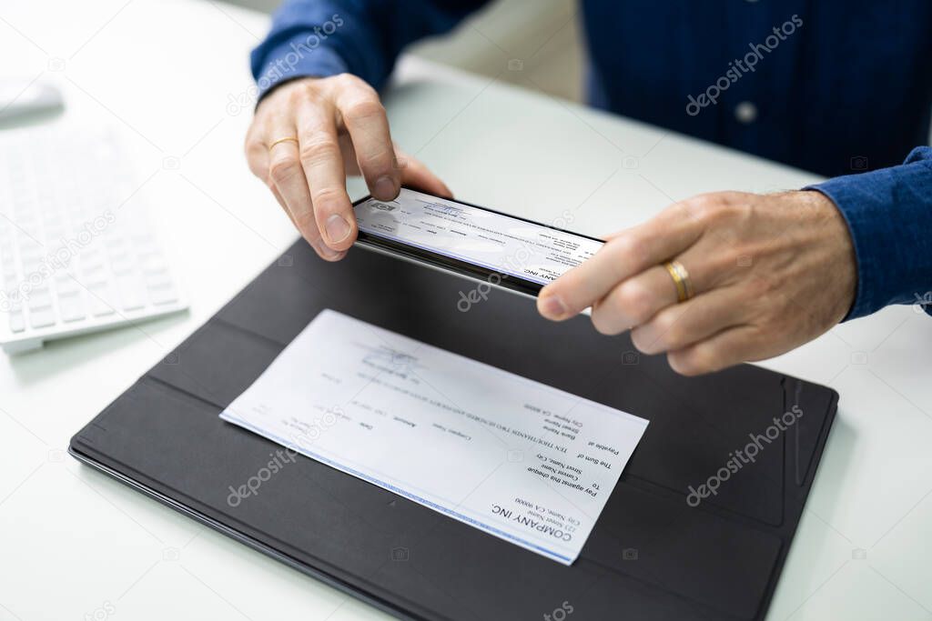 Remote Check Deposit Using Mobile Photo. Scanning Documents With Phone