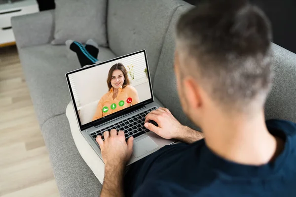 Online Videoconferentie Webcam Live Chat Laptop — Stockfoto