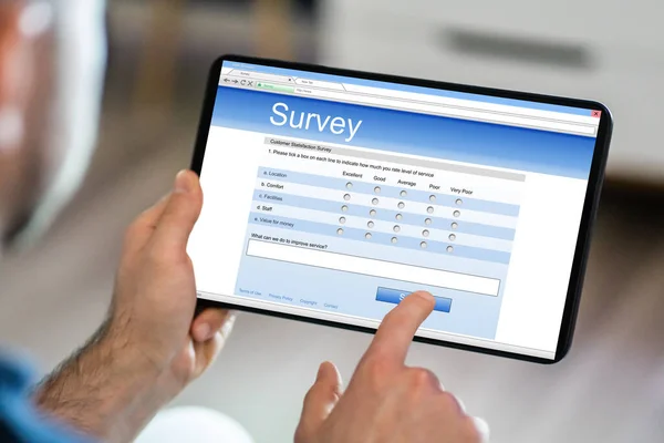 Survey Questionnaire Poll Tablet Computer Home — Stock Photo, Image