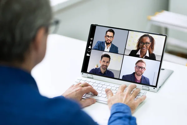 Video Conferencing Webinar Εκπαίδευση Business Call Στην Οθόνη — Φωτογραφία Αρχείου