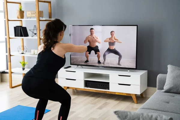 Online Thuis Fitness Workout Oefening — Stockfoto