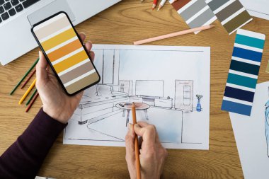 El Çizimi Ev Mimarisi Kağıt Üzerine Tasarım