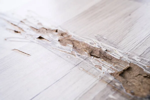 Destroyed Laminate Floor Broken Old House Flooring Damage — Stock Photo, Image