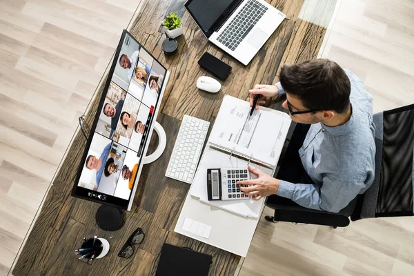 Financial Tax Advisor Video Conference Meeting Call — Stock Photo, Image