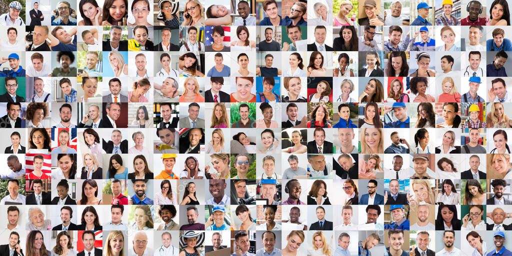 Diverse People Face Or Avatar Portrait Collage