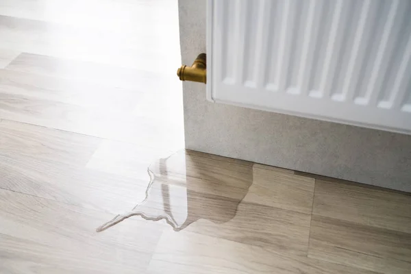 Laminate Floor Damage Room Heating Pipe Leakage — Stock Photo, Image