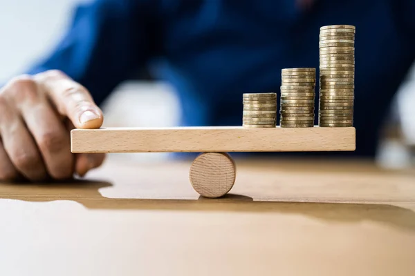 Equilíbrio Alavancagem Inflação Dinheiro Conceito Financeiro — Fotografia de Stock