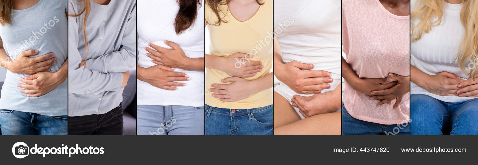 Woman Period Menopause Stomach Pain Collage Stock Photo by ©AndreyPopov